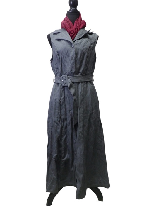 a new day Dresses & Skirts - NET Sleeveless Gray Belted Midi Dress- size M